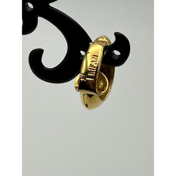 Trifari Yellow Gold Plated Classic Huggie Hoop Earrings Dainty Clip On - Picture 4 of 6